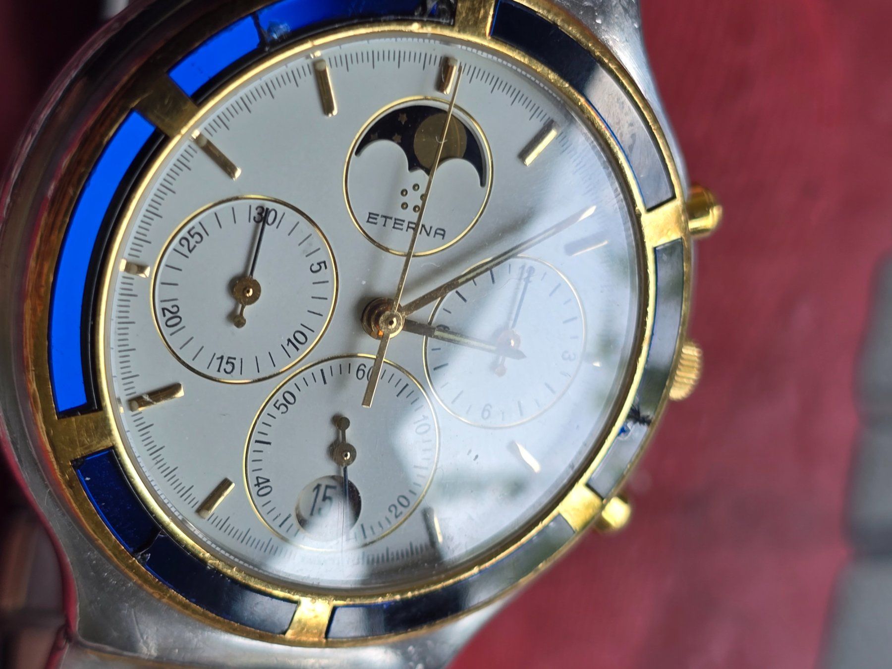 Eterna Uhren: 499 Eterna Airforce Gold / SS Chrono Mondphasen Date – Gebraucht aus Muri AG von Corredor 2