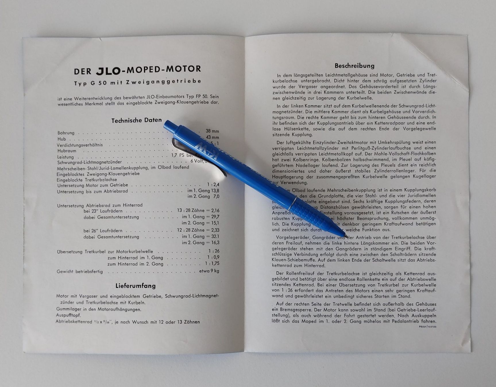 ILO/JLO Documenti: Prospekt Mofa JLO Motor G 50 – Usato da Schenkon venduto da TG10 1