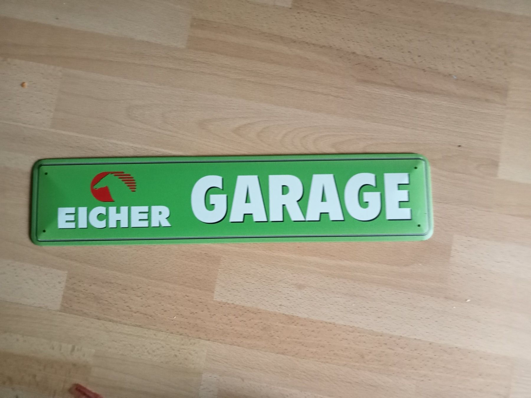 Insegne: Blechschild-EICHER GARAGE - 46 X 10 CM – Nuovo e nell'imballaggio originale da Rupperswil venduto da big-one-sale