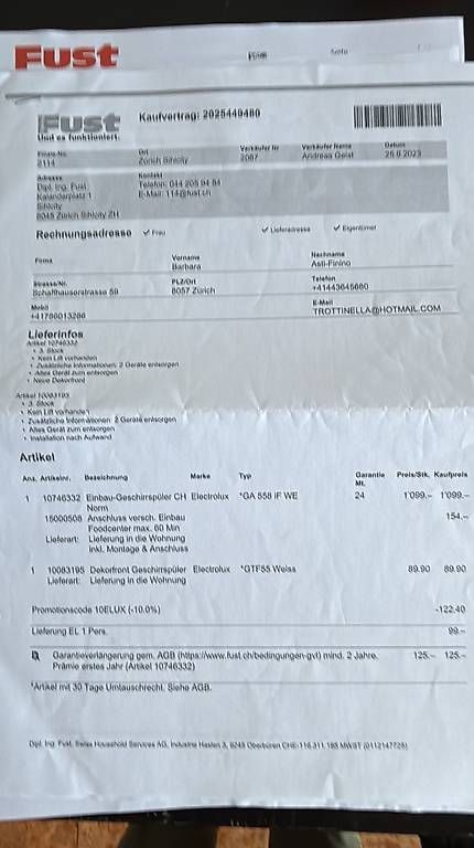 Geschirrspüler: Geschirrspüler Electrolux GA558 iF WE – Gebraucht aus Zürich von bar_stg7 3