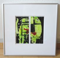 Bild handgemalt signiert hinter Glas / Metallrahmen