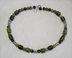 Collier Serpentine + Argent 925 / Serpentin