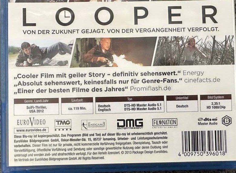 Tutti i DVDs: Looper - Blu-ray - Bruce Willis, Joseph Gordon-Levitt – Usato da Beringen venduto da Mantafisch1 2