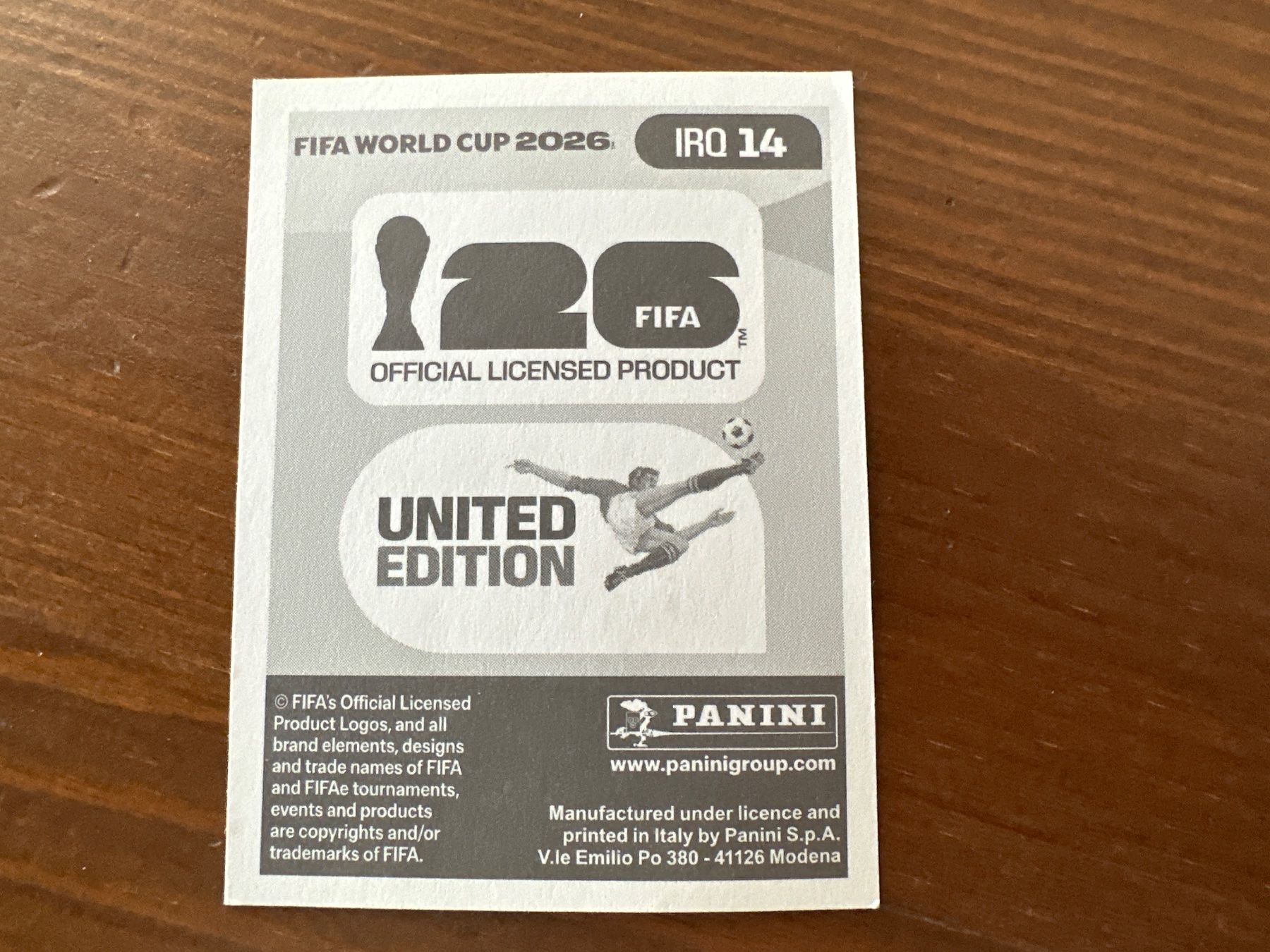 Panini Carte collezionabili: Panini IRQ 14 FIFA World Cup 2026 – Nuovo e nell'imballaggio originale da Würenlos venduto da gtvlady_82 1