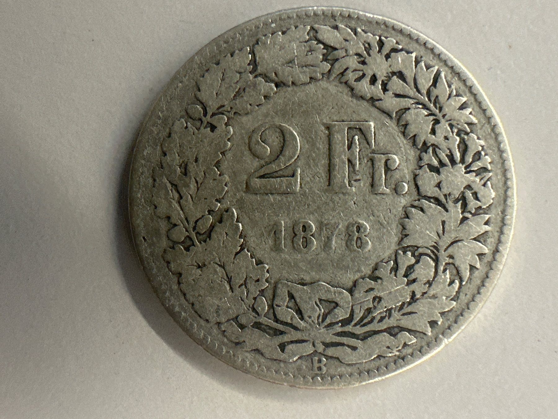 Alle Münzen: 2 Fr. Silber Schweiz 1878 s+ – Gebraucht aus Herisau von herau