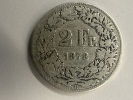 2 Fr. Silber Schweiz 1878 s+