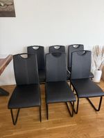 6x Esszimmerstühle Kunstleder schwarz Stahlgestell guter Zus