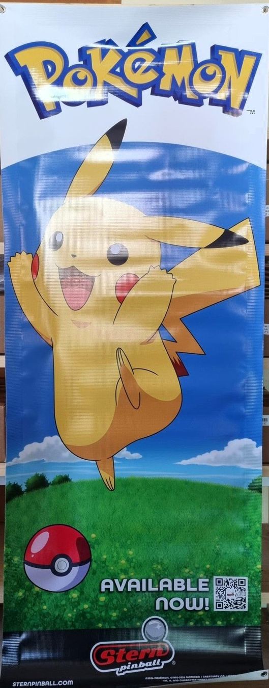 Stern Pinball Flipperkästen: Official Stern Pokémon Banner – Neu (gemäss Beschreibung) aus Schalunen von schwabspielautomaten