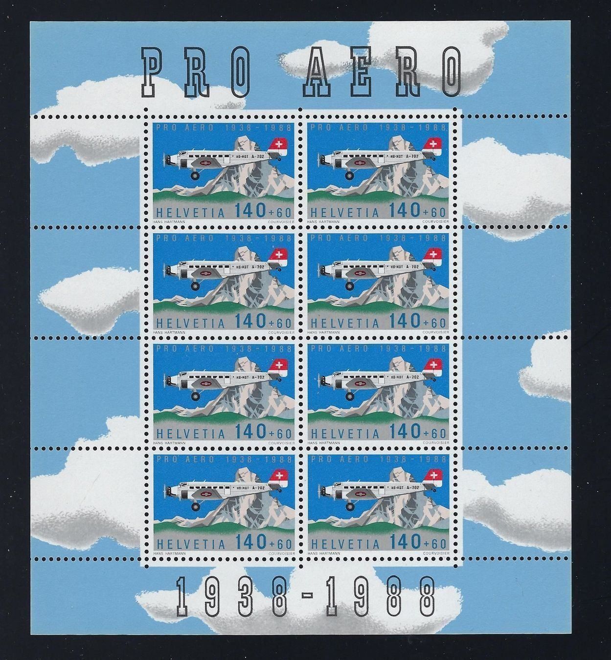 Tutti i francobolli: Pro Aero1988 F49 Kleinbogen ** – Nuovo (secondo la descrizione) da Remetschwil venduto da Hofiii