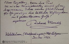 Autograph, Richard Mondt, deutscher Komponist & Dichter