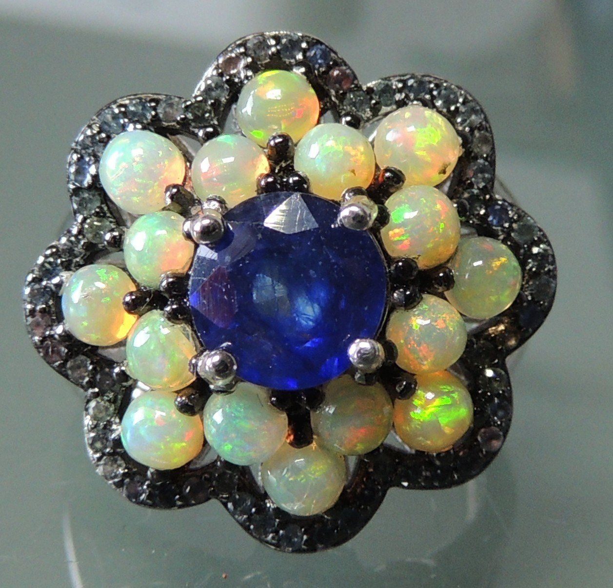Anelli: Opal und Saphir Silber 925 Fingerring – Nuovo e nell'imballaggio originale da Waldenburg venduto da schaller707 3