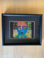 Hundertwasser-Bild mit schwarzem Holzrahmen