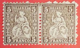 3238C) 45, Sitzende Helvetia Abart doppelte Randlinie