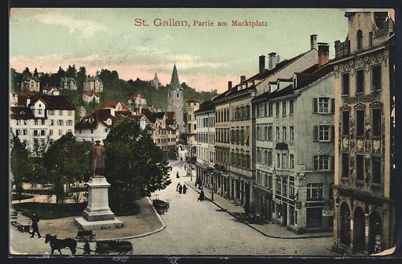 Cartoline postali: AK St. Gallen, Partie am Marktplatz – Usato da Berlin venduto da bartko-reher