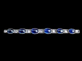 Antike Stabbrosche Saphir Diamanten 18kt Gold und Silber