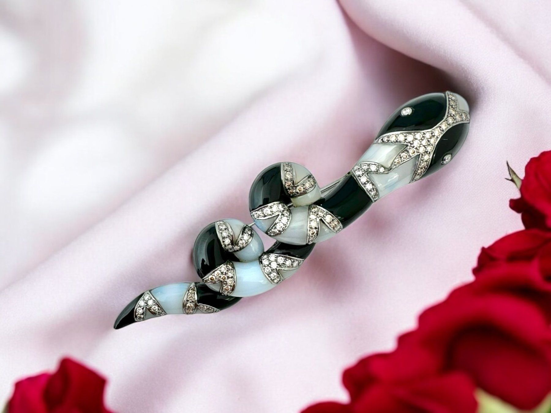 Spille & Fermagli: TÄNNLER, Onyx - Chalcedon - Diamant - Brosche – Usato da Zuzwil SG venduto da artimmo 4