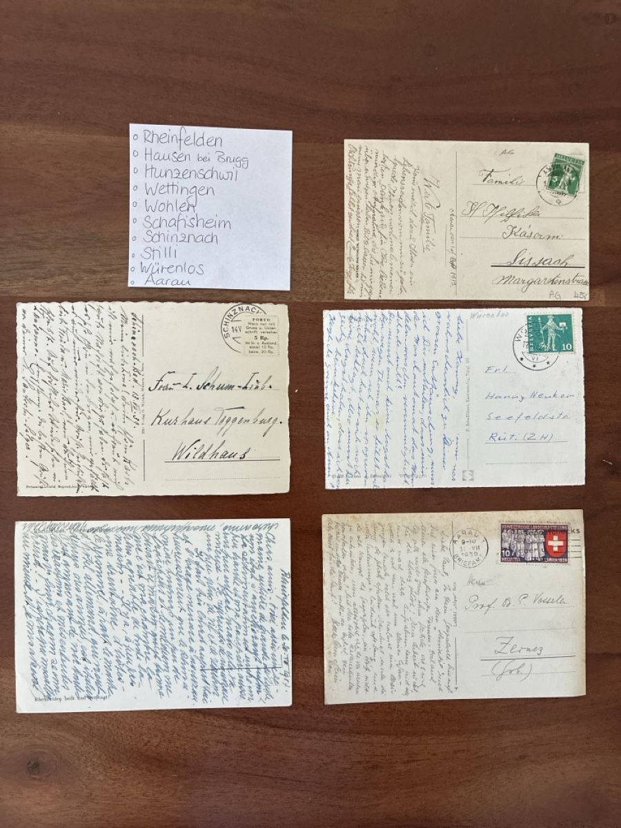 Cartoline postali: 10 Ansichtskarten Schweiz Flugaufnahmen vom Kanton Aargau  – Usato da Oftringen venduto da Cla.vD.74 1