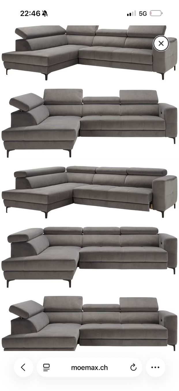 Mömax Sofas: Sofa Velours Grau/Greige – Gebraucht aus Lützelflüh-Goldb von akb_r2jg 3