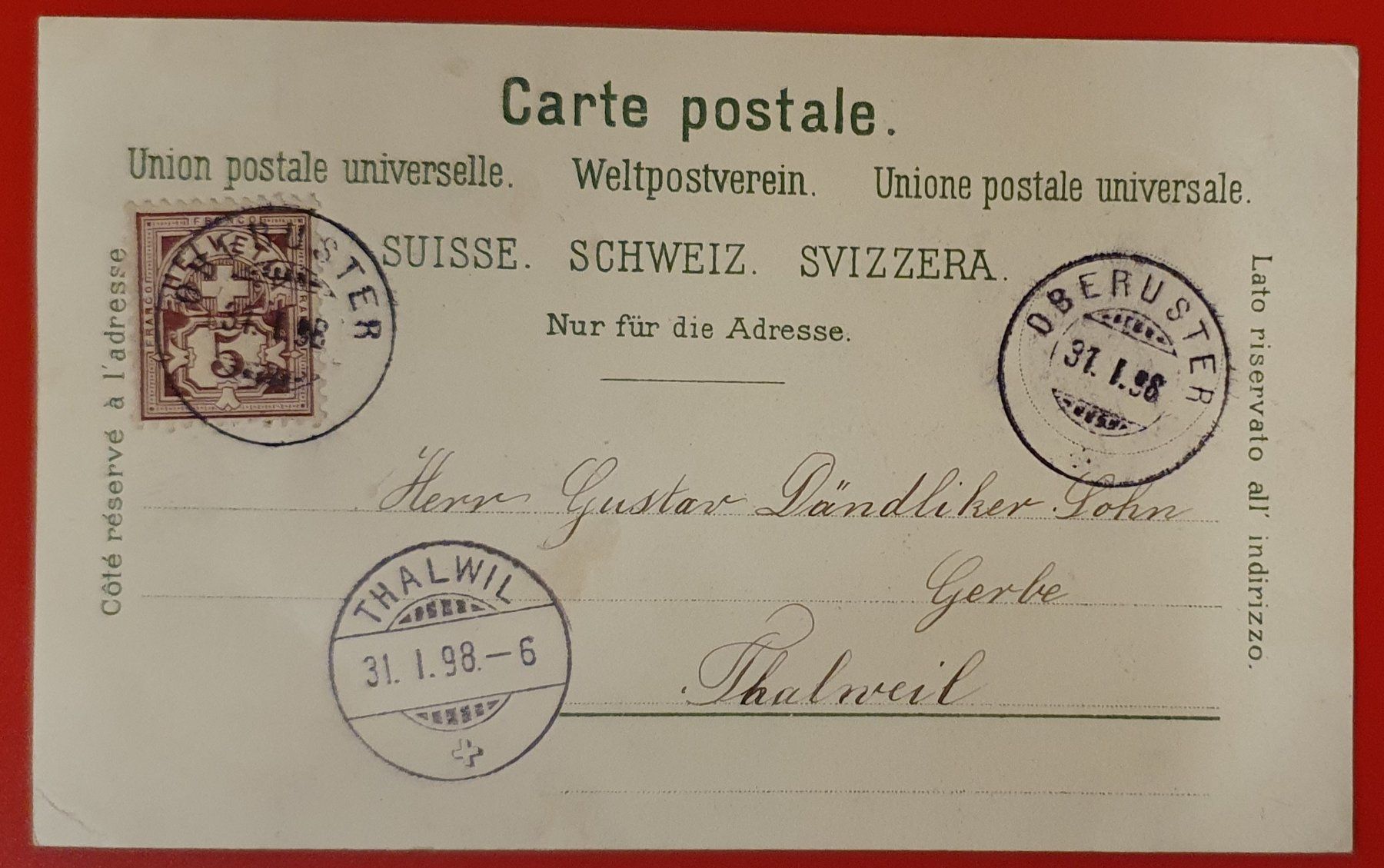 Cartoline postali: Gruss aus Uster 1898 – Usato da Kreuzlingen venduto da Rschweiz1 1