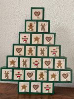 Rarität Vintage Advents Kalender Holz mit Magneten 38x31x5