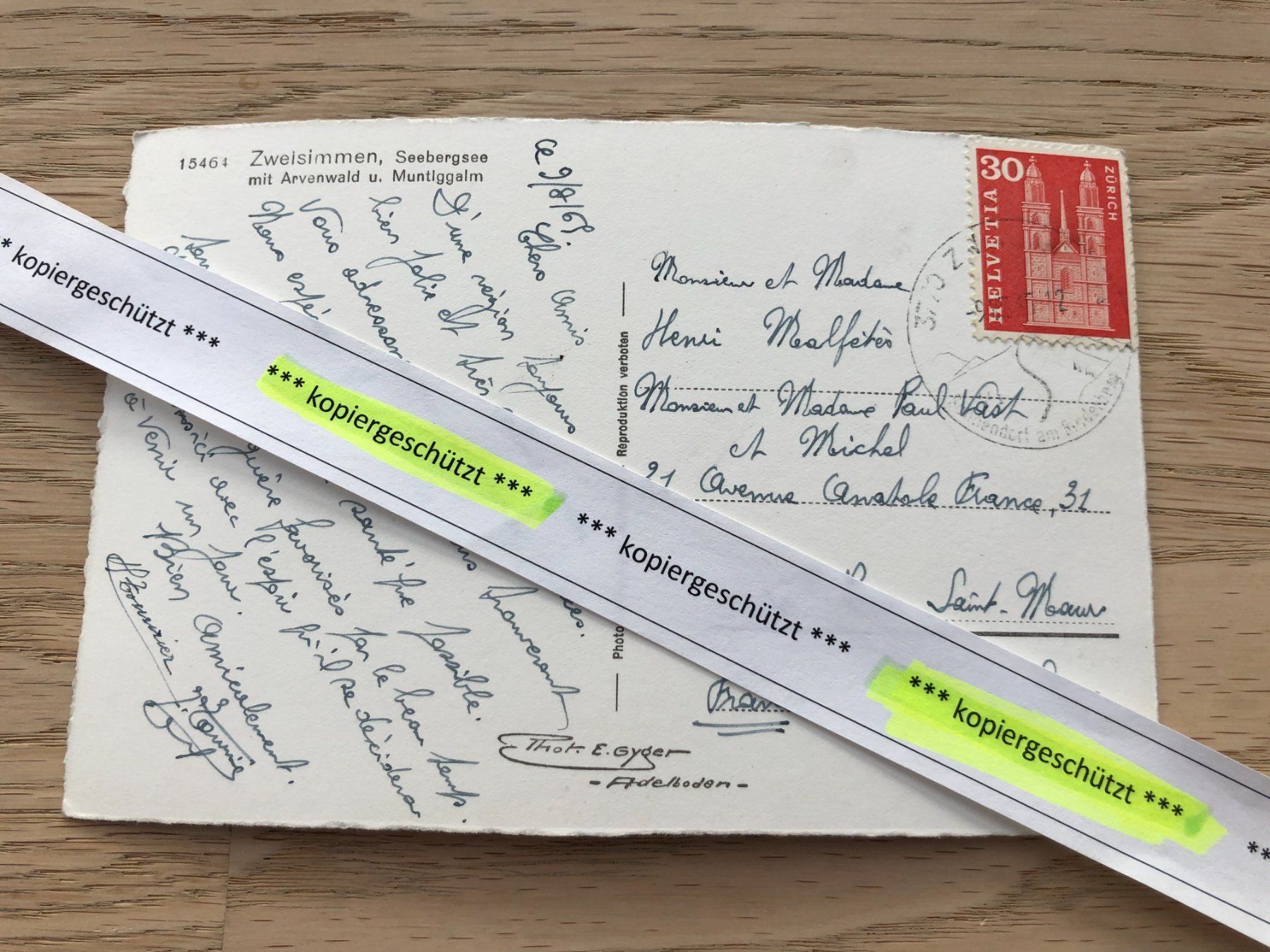 Ansichtskarten: Zweisimmen Seebergsee 1969 – Gebraucht aus Hefenhofen von Bierinder 1