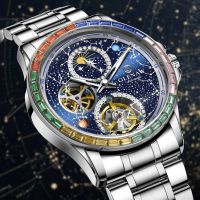 Automatikuhr Herrenuhr Skelett Leder 43 mm Armbanduhr Herren