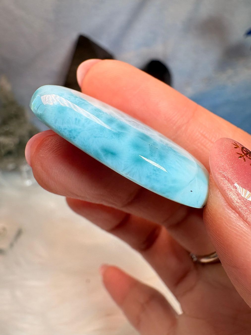 Minerali & Pietre curative: Larimar Cabochon – Nuovo (secondo la descrizione) da Neuheim venduto da m.hald 3