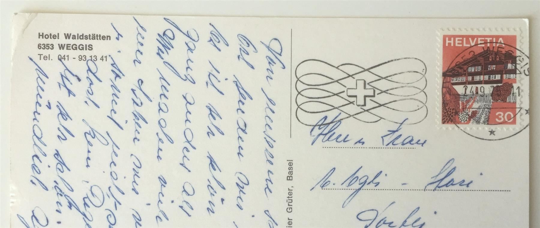 Cartes postales: WEGGIS Hotel Waldstätten – D'occasion à Jona par philajona 1