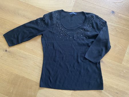 Sixth Sense Schwarzer Pullover mit Applikation, Gr. 44/46