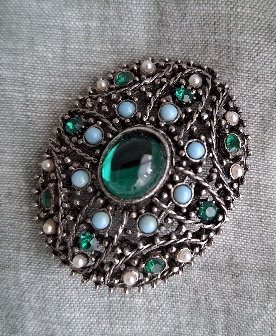 Spille & Fermagli: Broche Vintage Vert Émeraude Bohème – Nuovo (secondo la descrizione) da Lutry venduto da Sim_Sta