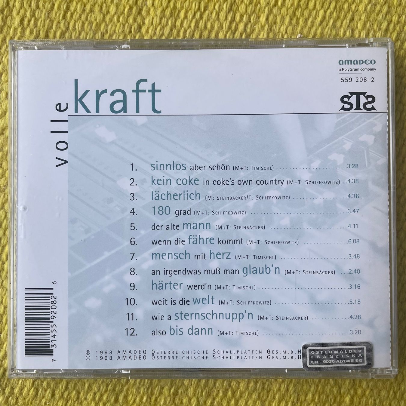 CD: STS STEINBÄCKER TIMISCHL SCHIFFKOWITZ-VOLLE KRAFT – Usato da Rorschacherberg venduto da CD-Roli 1