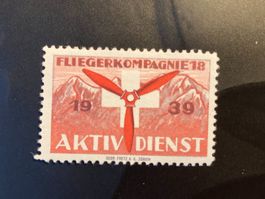 Schweiz 1939 Soldatenmarke Fliegerkompagnie 18 rot ohne G.