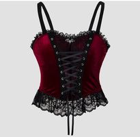 Retro-Gothic-Top mit Rückenausschnitt aus burgunderroter