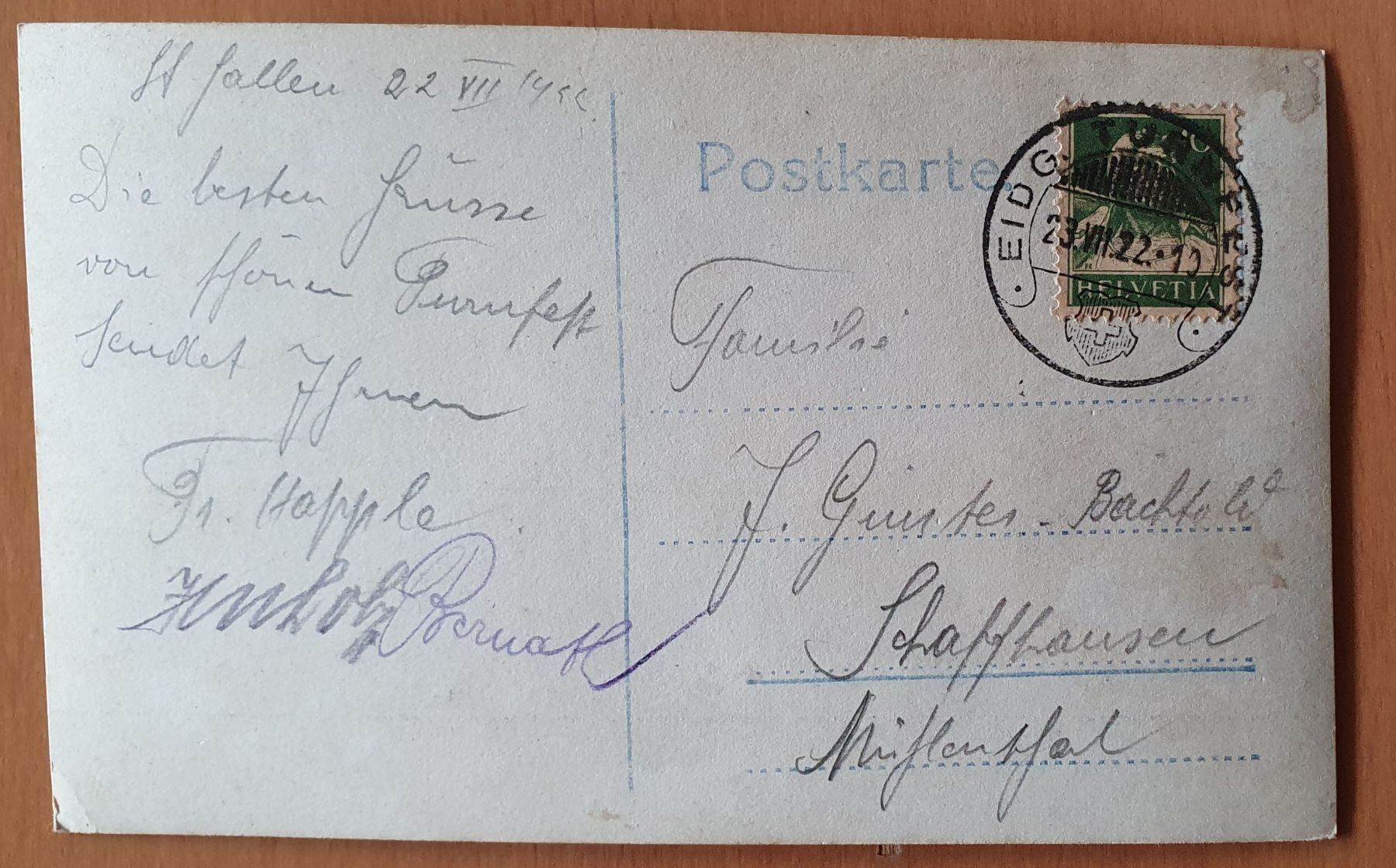 Ansichtskarten: Turnfest St.Gallen 1922 - Sonderstempel – Gebraucht aus Kreuzlingen von Rschweiz1 1