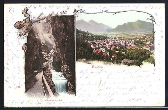 Cartoline postali: Ragaz, Taminaschlucht und Totalansicht – Usato da Berlin venduto da bartko-reher