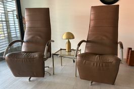 2 Jori Relax-Sessel, echt Leder braun