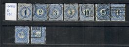 1878: Nr. 1-9 IN Portomarken  blau  gestempelt.
