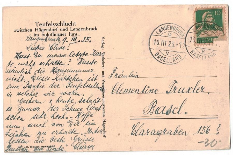 Cartoline postali: Teufelsschlucht, gelaufen 1925 – Usato da Frauenfeld venduto da POML 1