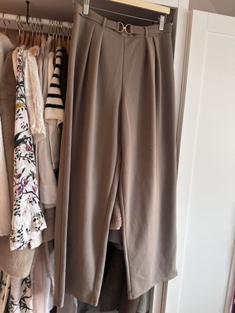 H&M culotte wide leg Stoffhose beige M Zara high waist 