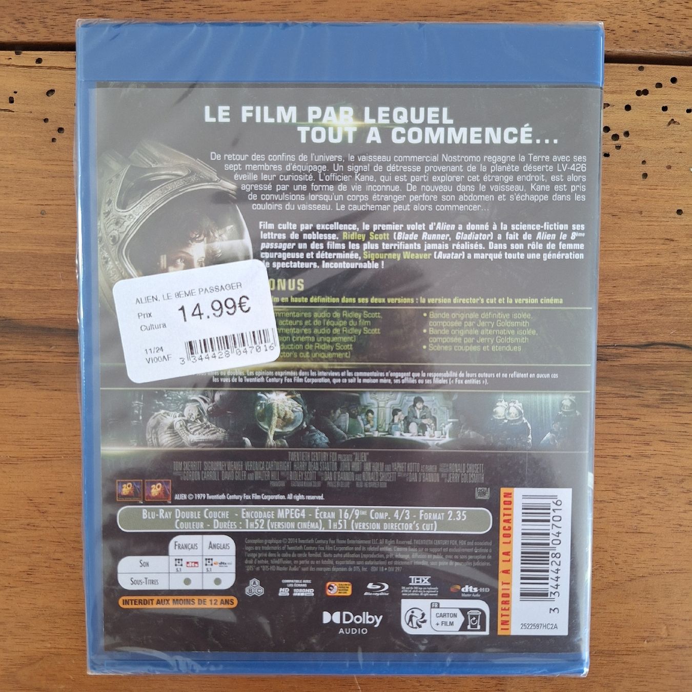 Tutti i DVDs: Alien 1 - Bluray - NEUF – Nuovo e nell'imballaggio originale da Porrentruy venduto da Ikoss 1