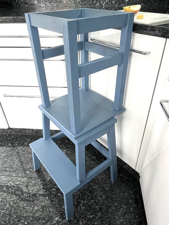 NAIZY Lernturm Klappbar - 3-fach Höhenverstellbarer Kinderturm Mit Sicherheitsbarriere