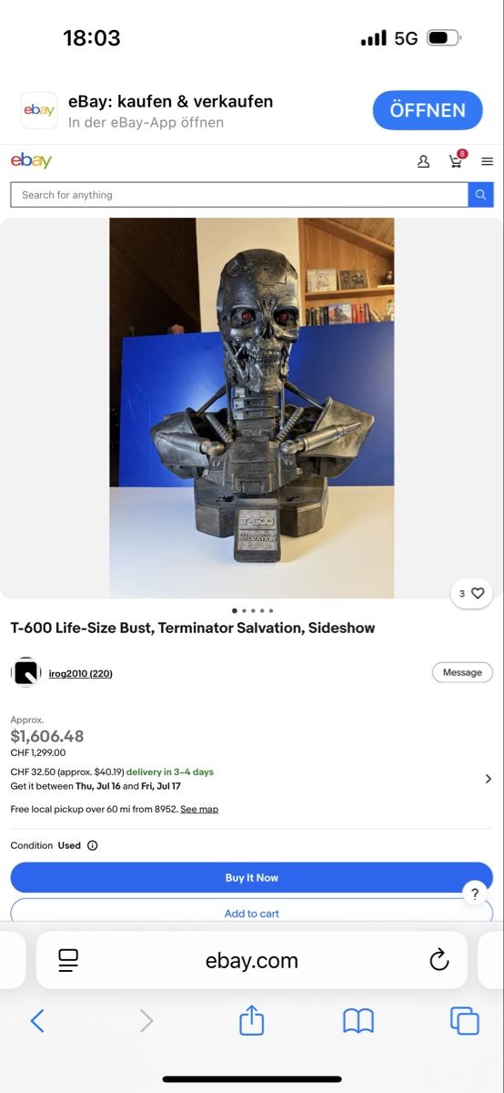 Figuren: 1:1 lifesize Terminator Salvation Endo Schädel not Sideshow – Gebraucht aus Schlieren von Moviepropde 6