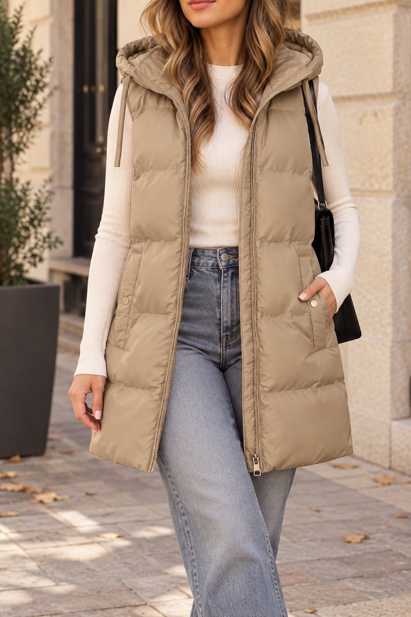 Gilet & Giacche senza maniche: DOUDOUNE SANS MANCHES BEIGE À CAPUCHE – Nuovo (secondo la descrizione) da Lausanne venduto da KeNaChic