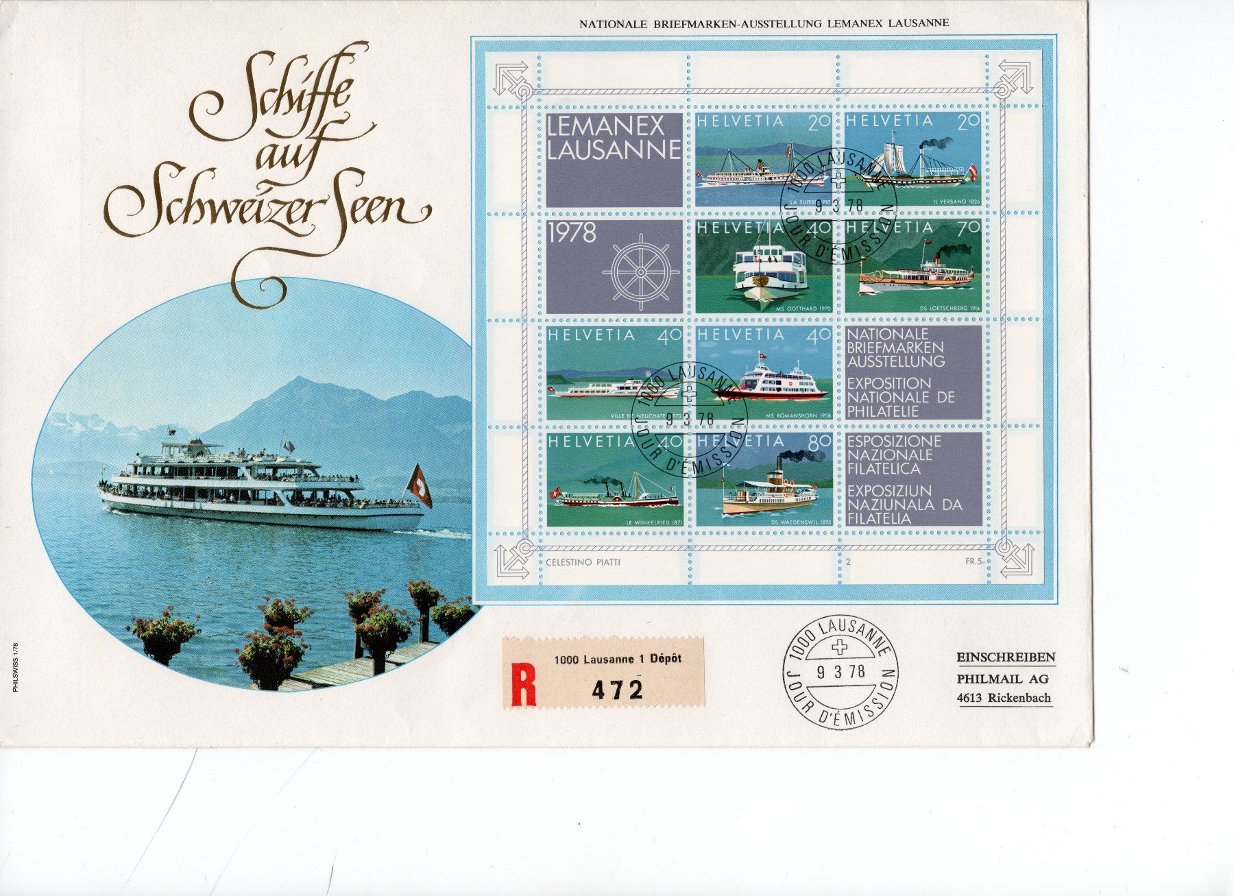 Tutti i francobolli: FDC 1978 "Schiffe auf Schweizer Seen" – Nuovo (secondo la descrizione) da Wallisellen venduto da han_z8cl