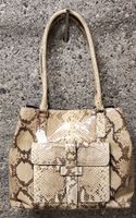Neue Schicke  Handtasche Python Muster beige Leder