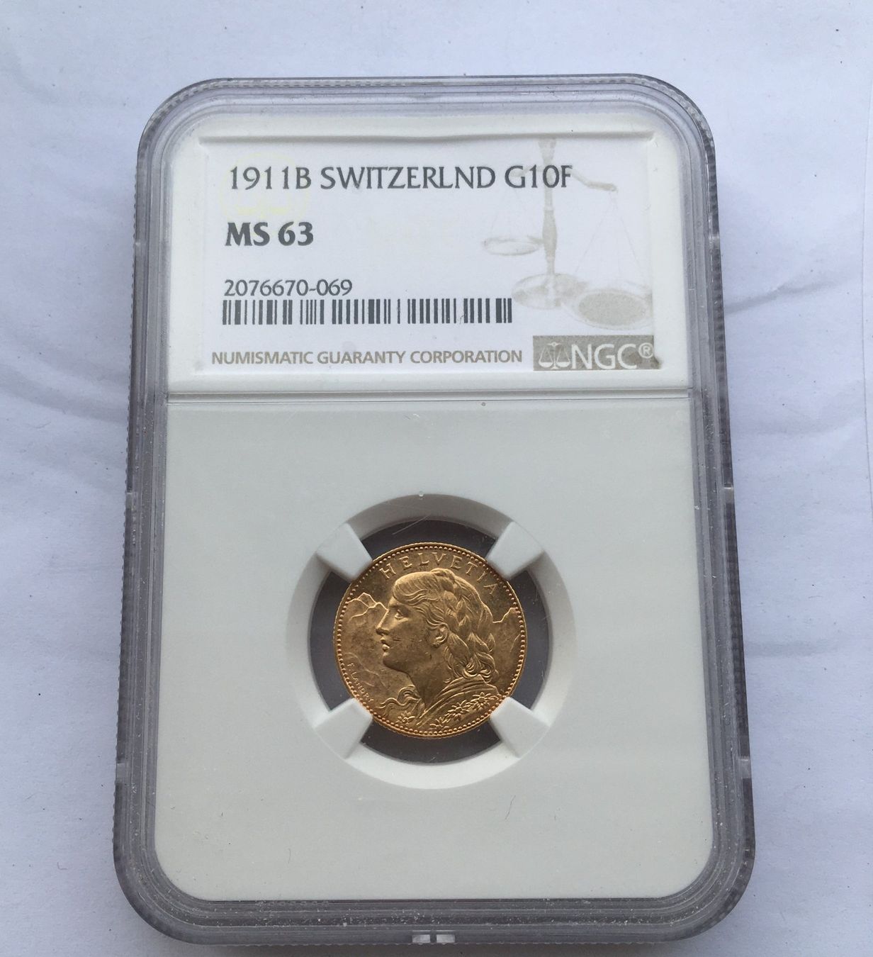 1911 10 Franken Goldvreneli unz MS63 *RAR* (Neu (gemäss Beschreibung ...