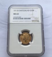 1911 10 Franken Goldvreneli unz MS63 *RAR*
