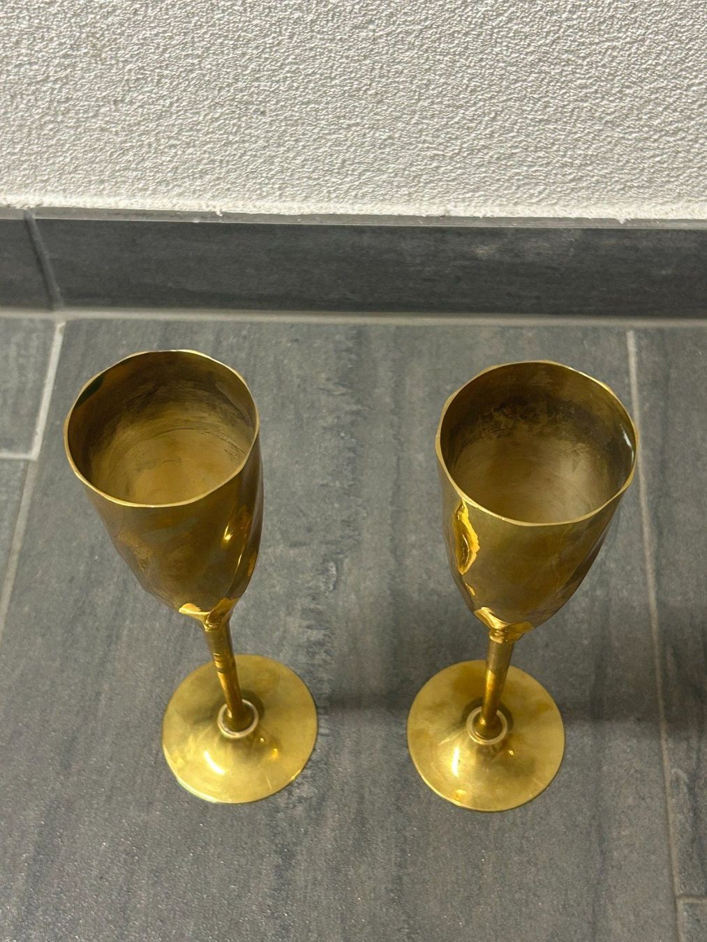 Bicchieri: Vintage elegant brass Champagne Flutes set – Usato da Lausanne venduto da Weber1007 1