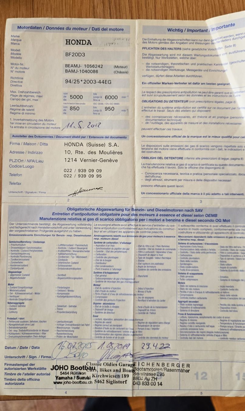 Honda Motori: Honda 20 Bootsmotor – Usato da Dottikon venduto da swissyeti59 4