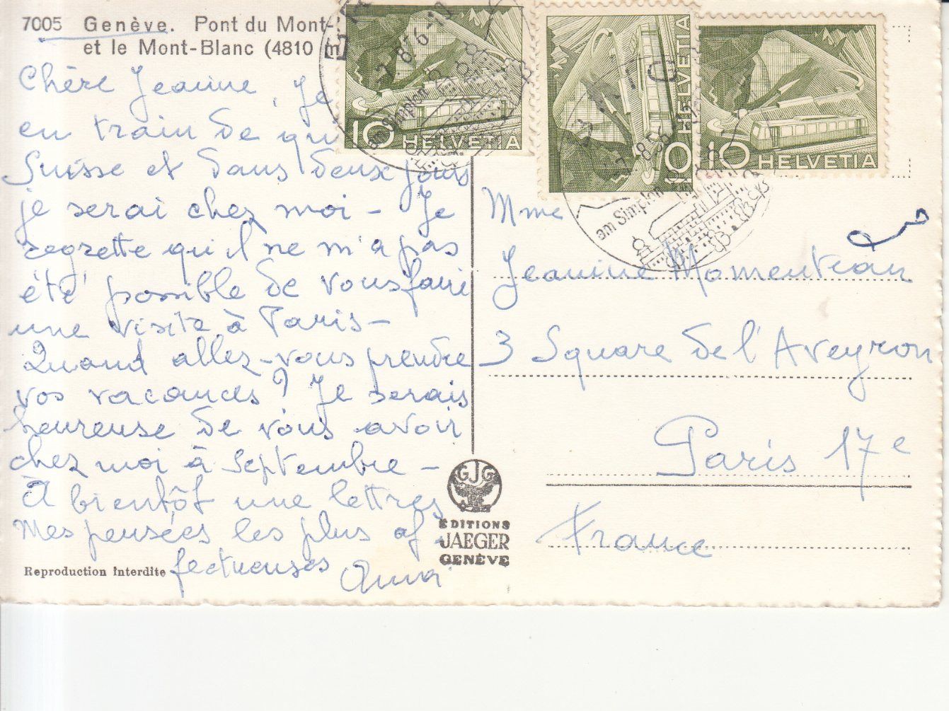 Cartoline postali: Genève 1956 – Usato da Bürglen TG venduto da StampGraf 1